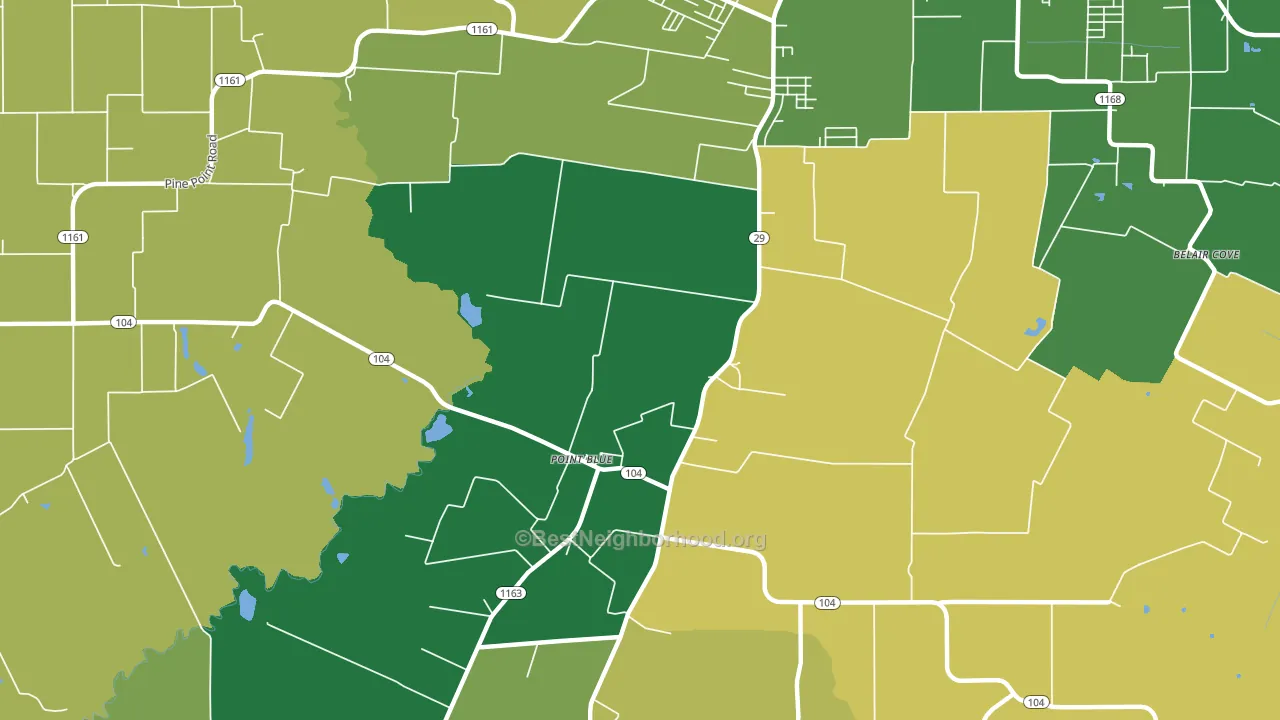 Point Blue, LA block-group voter-turnout map