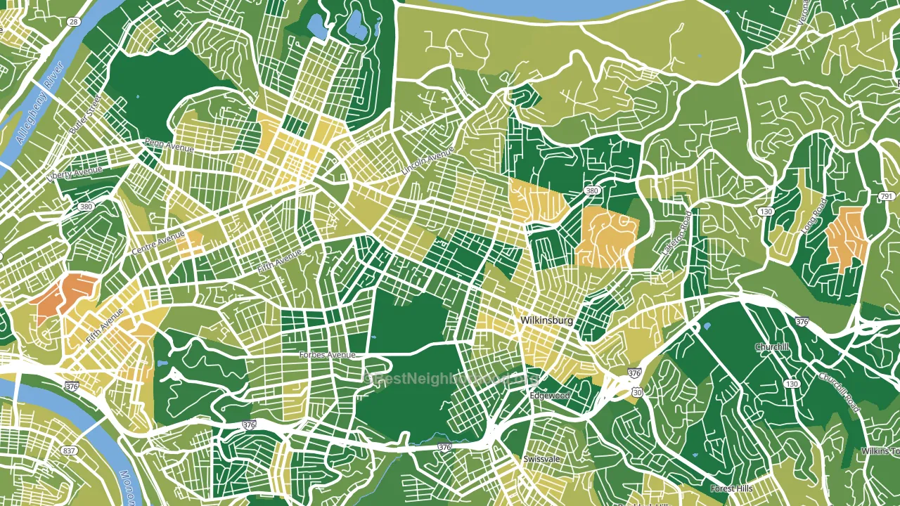 Point Breeze, Pittsburgh, PA block-group voter-turnout map