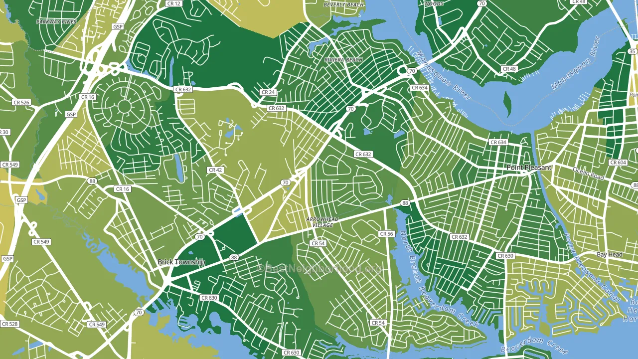 Point Pleasant Manor, Brick, NJ block-group voter-turnout map