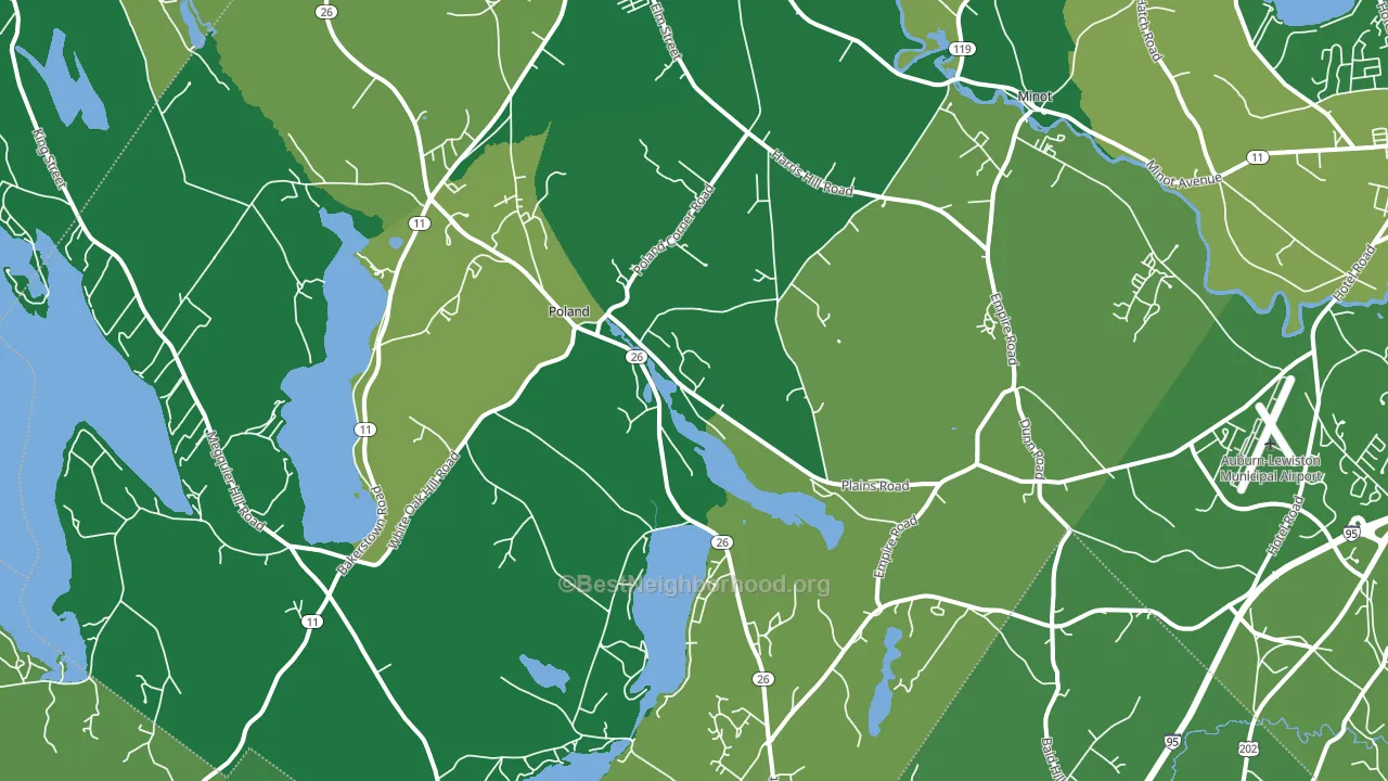 Poland, ME block-group voter-turnout map
