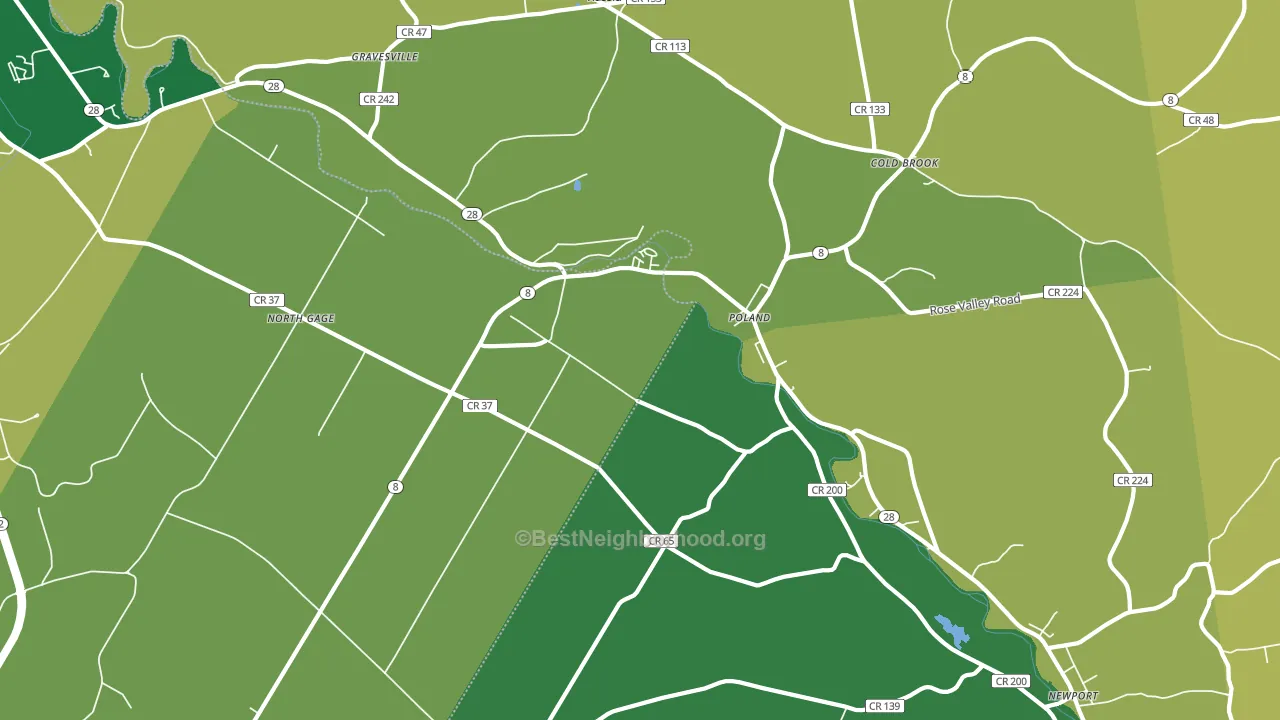 Poland, NY block-group voter-turnout map