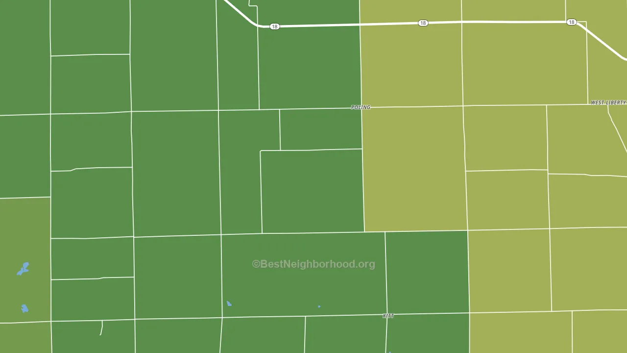 Poling, IN block-group voter-turnout map