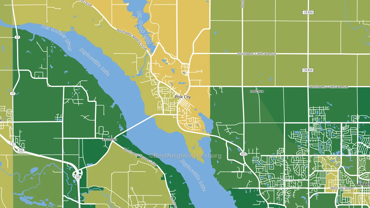 Polk City, IA block-group voter-turnout map