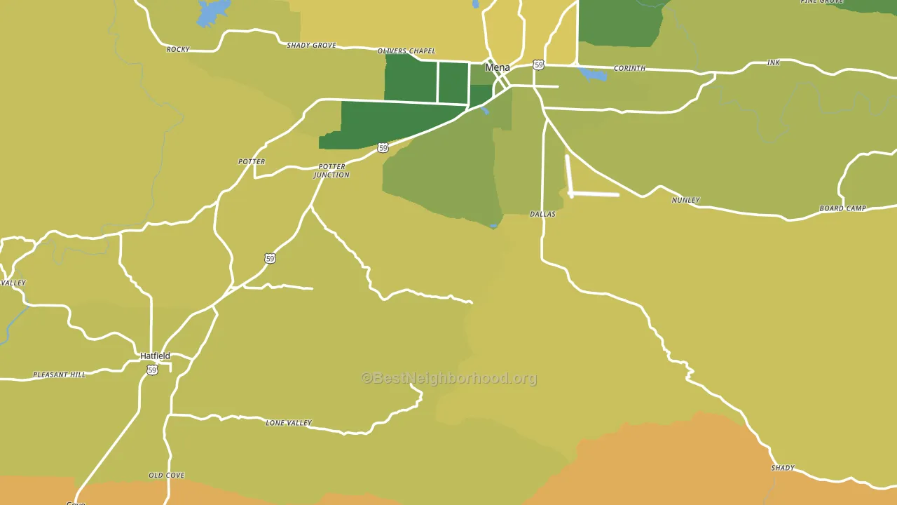 Polk County, AR block-group voter-turnout map