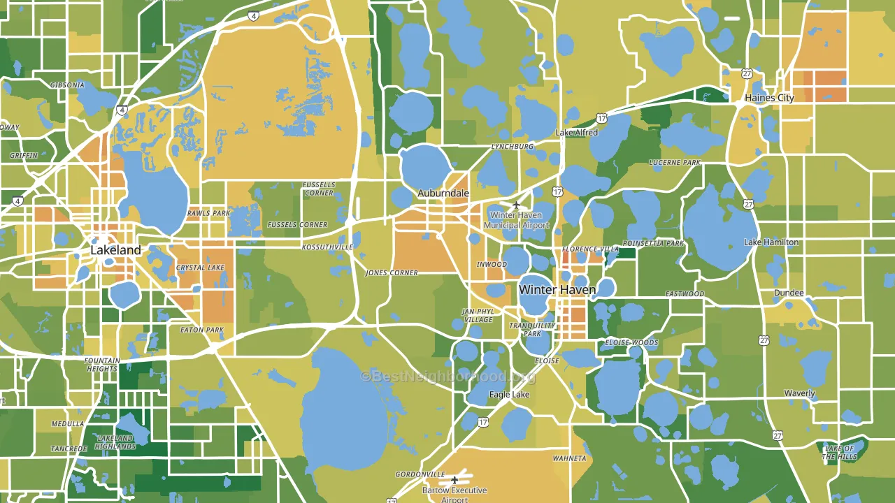 Polk County, FL block-group voter-turnout map