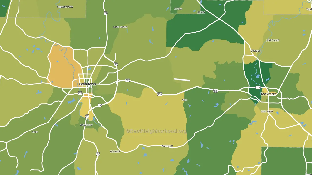 Polk County, GA block-group voter-turnout map