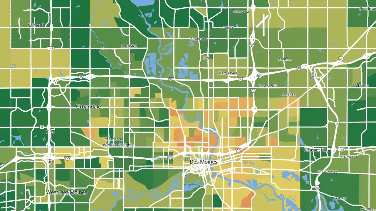 Polk County, IA block-group voter-turnout map