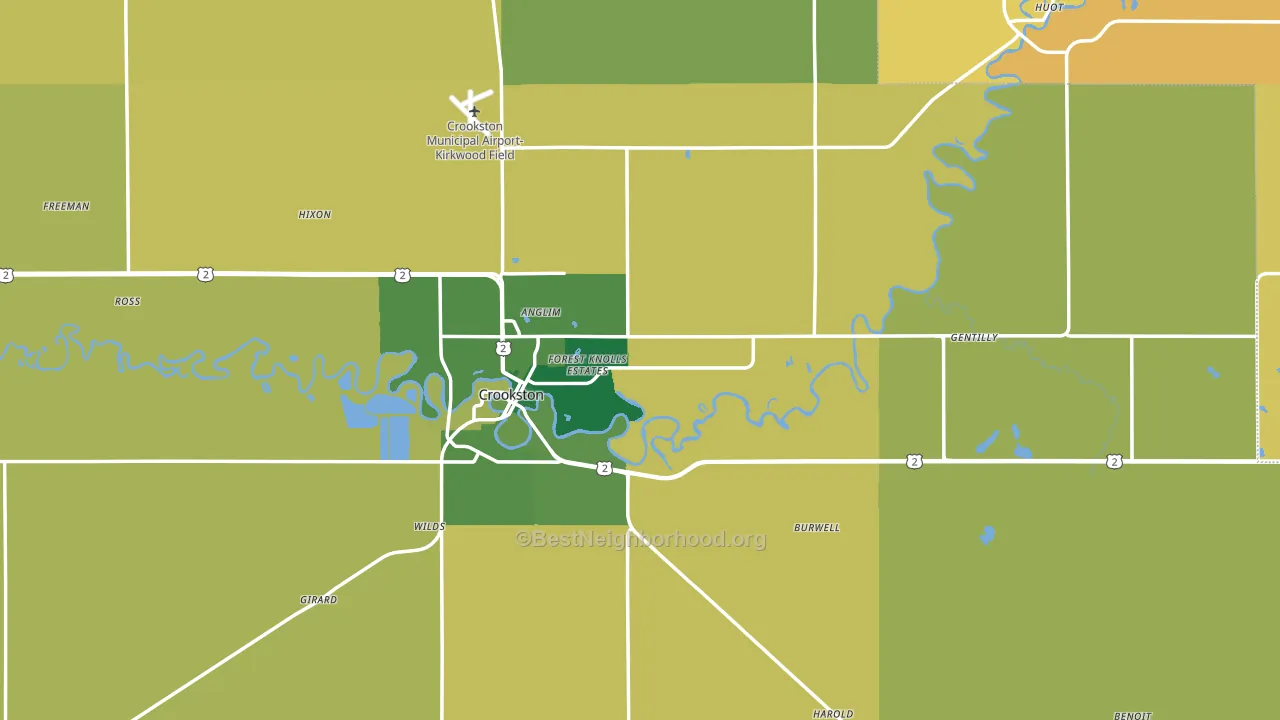 Polk County, MN block-group voter-turnout map
