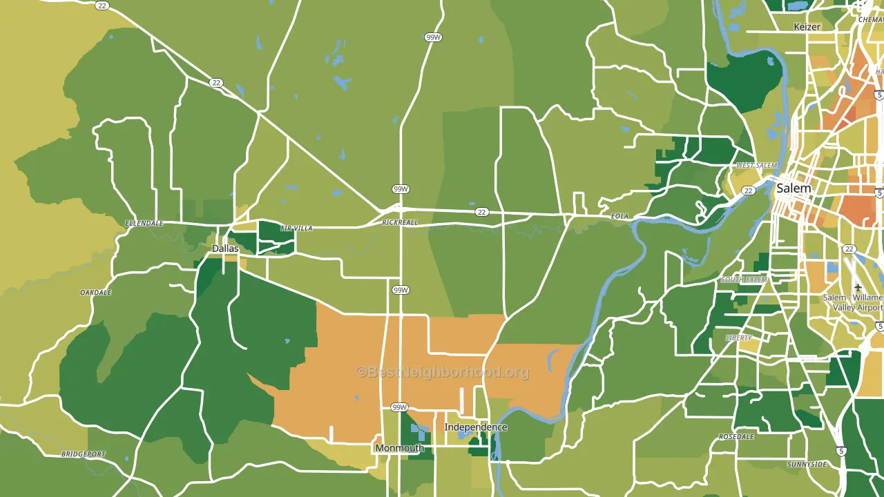 Polk County, OR block-group voter-turnout map