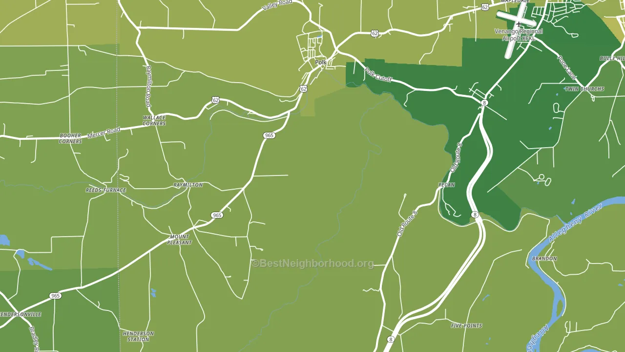 Polk, PA block-group voter-turnout map