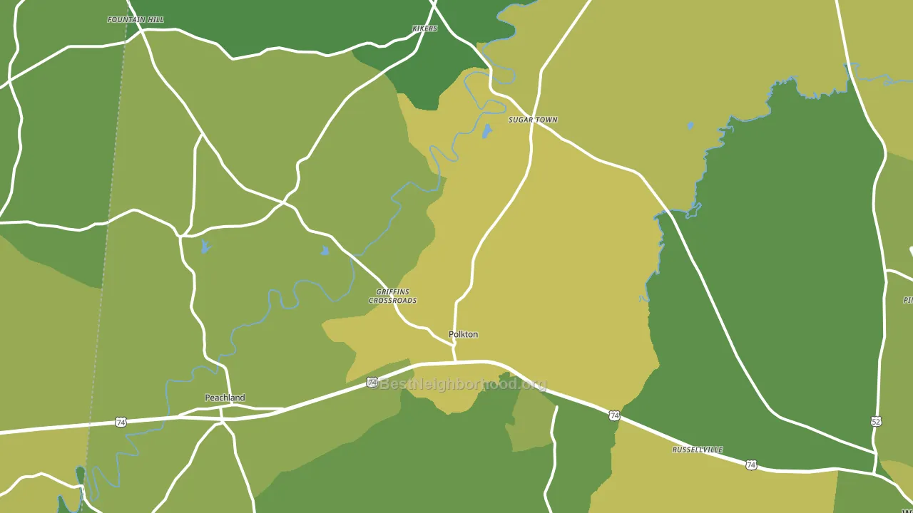 Polkton, NC block-group voter-turnout map