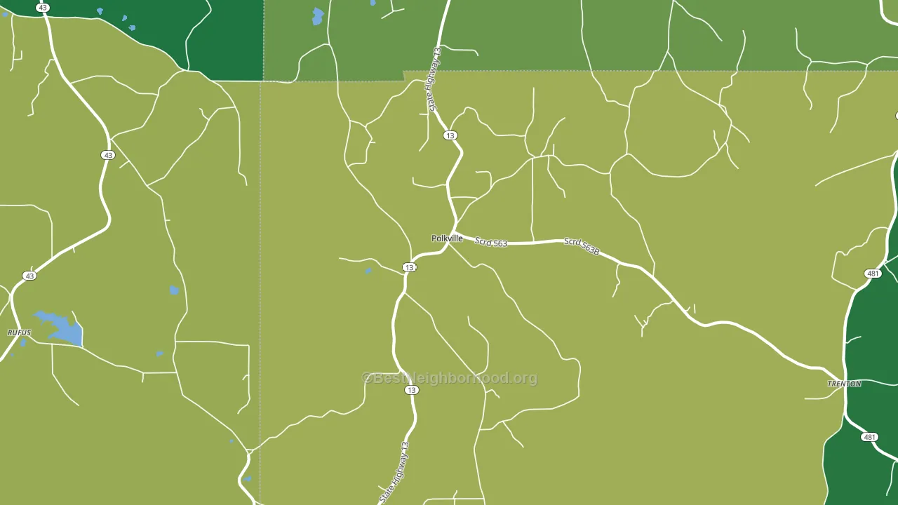 Polkville, MS block-group voter-turnout map