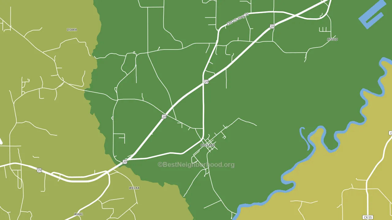 Pollard, AL block-group voter-turnout map