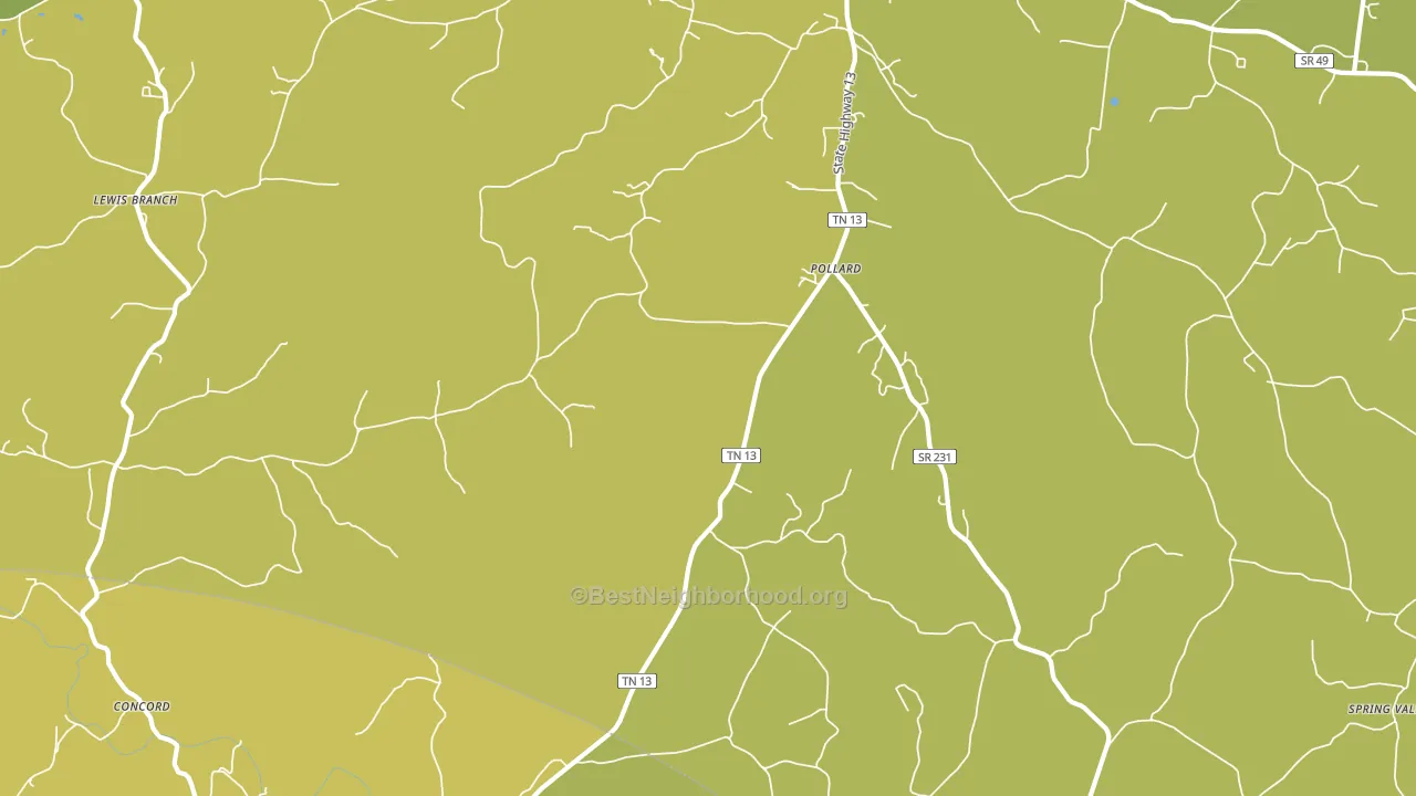 Pollard, TN block-group voter-turnout map
