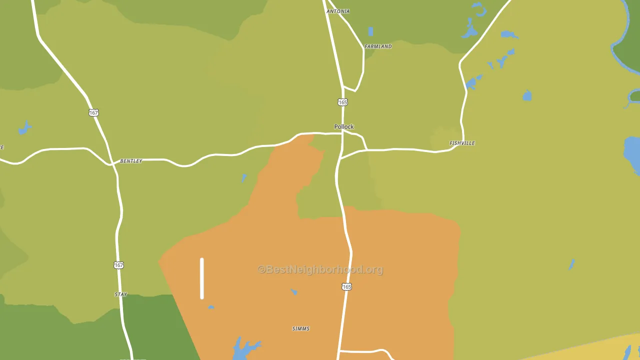 Pollock, LA block-group voter-turnout map
