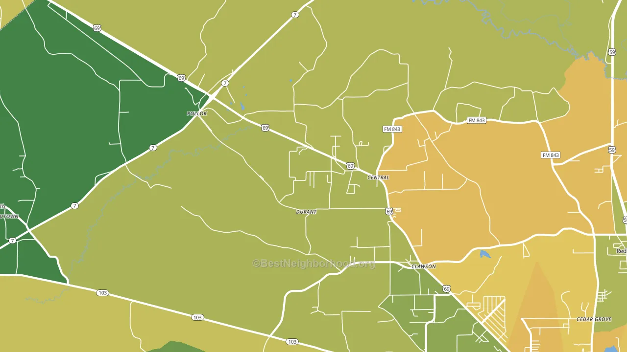 Pollok, TX block-group voter-turnout map