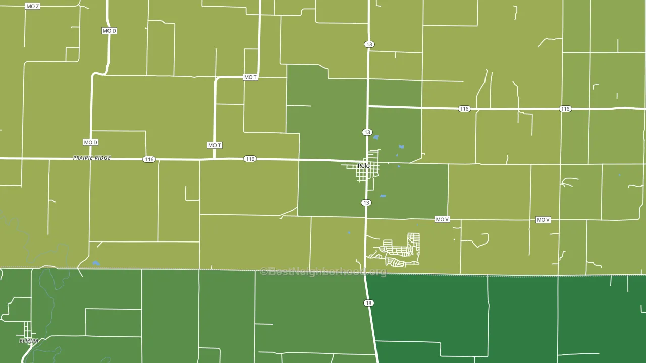 Polo, MO block-group voter-turnout map