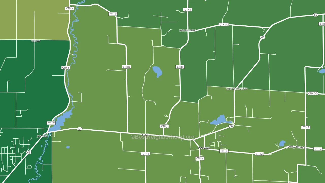 Polonia, WI block-group voter-turnout map