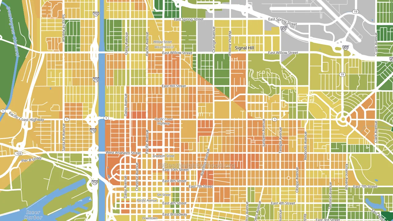 Poly High District, Long Beach, CA block-group voter-turnout map