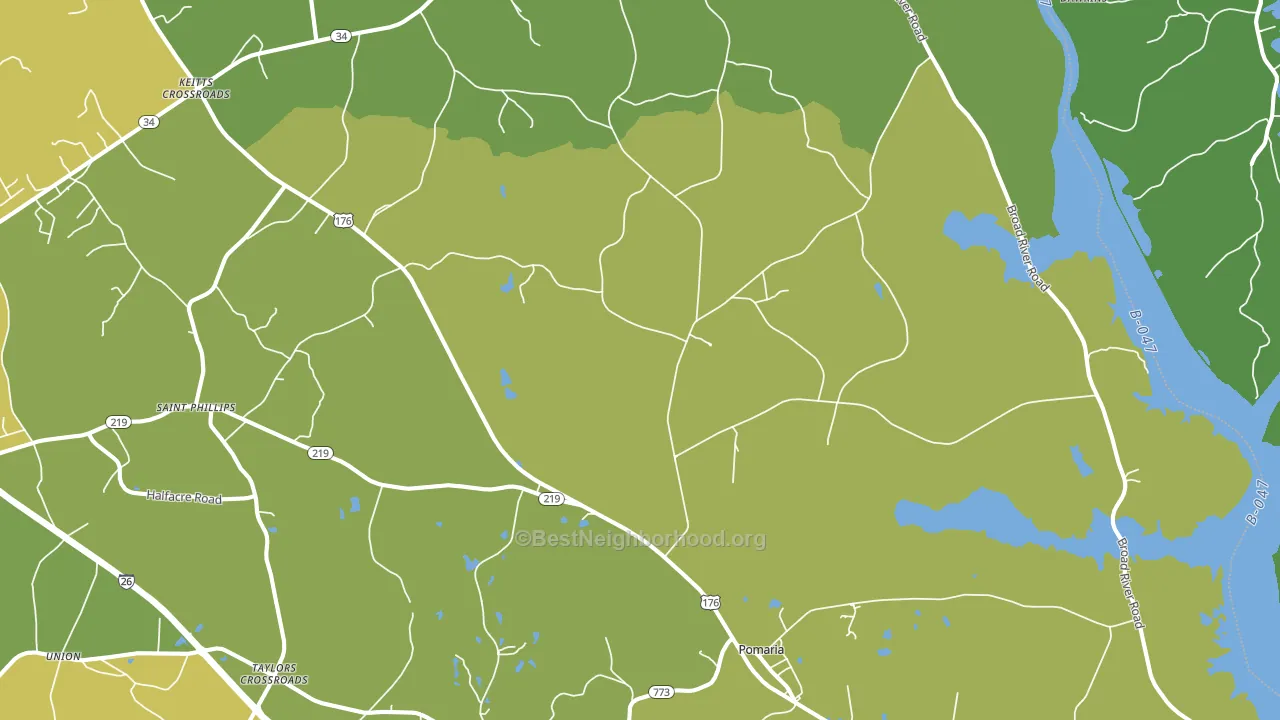Pomaria, SC block-group voter-turnout map