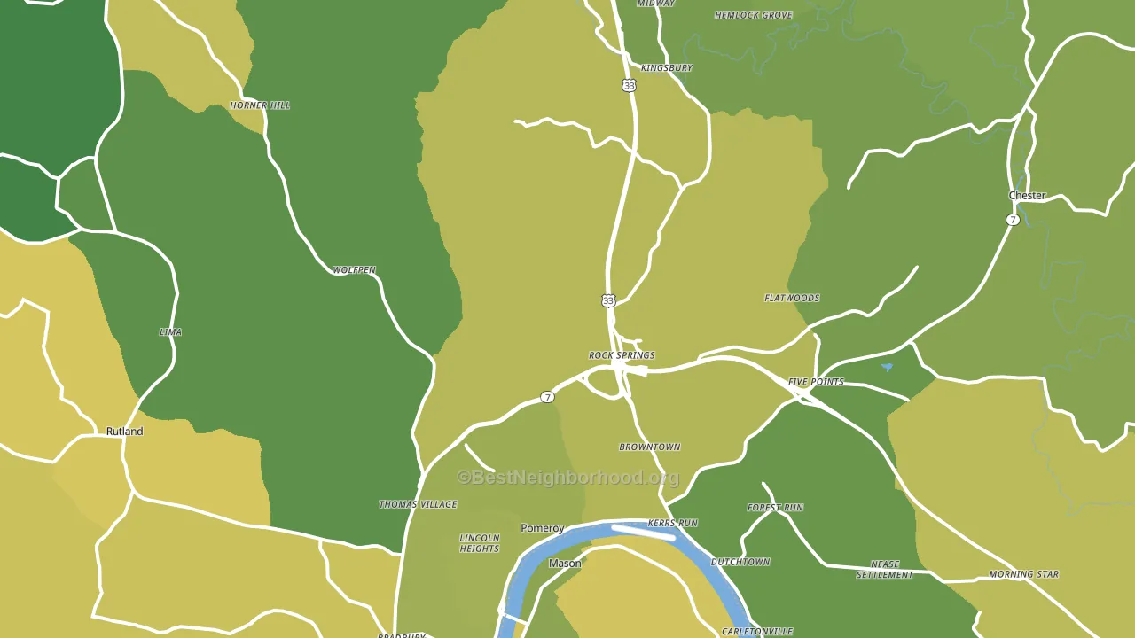 Pomeroy, OH block-group voter-turnout map
