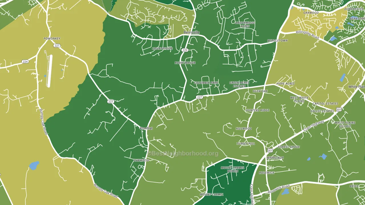 Pomfret, MD block-group voter-turnout map
