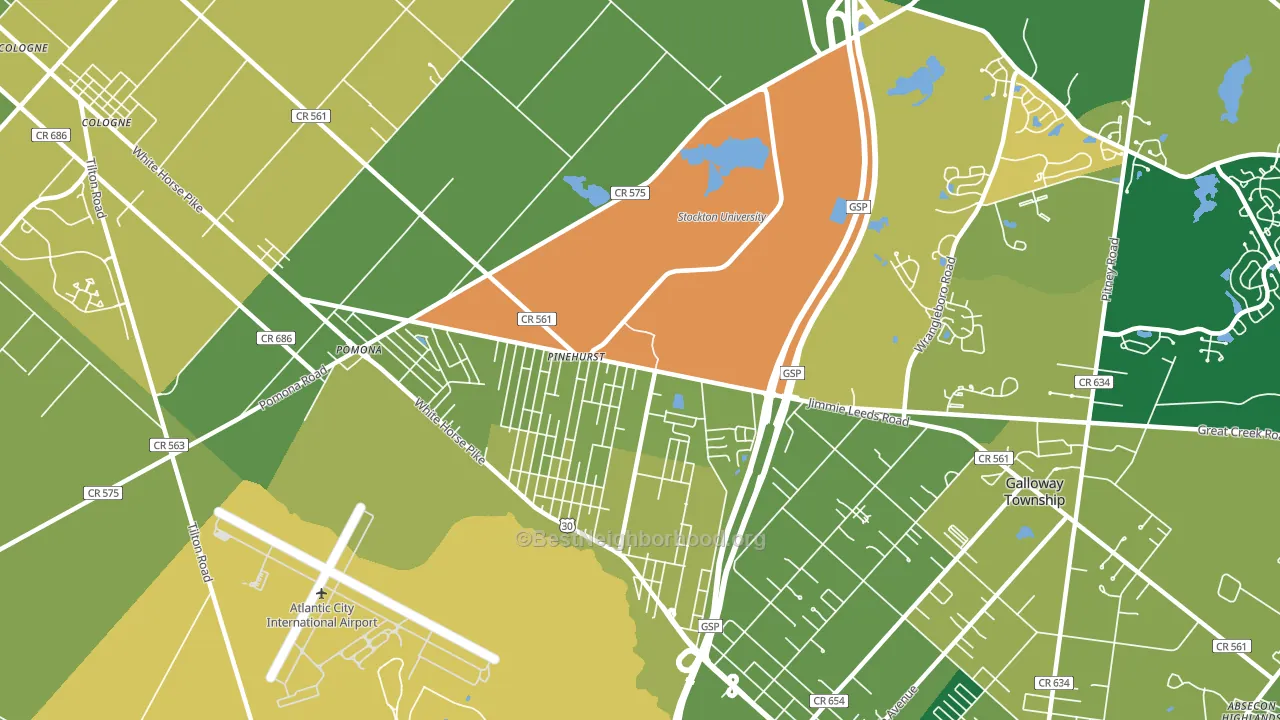 Pomona, NJ block-group voter-turnout map