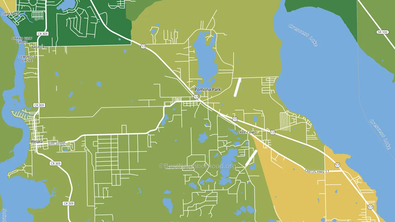 Pomona Park, FL block-group voter-turnout map