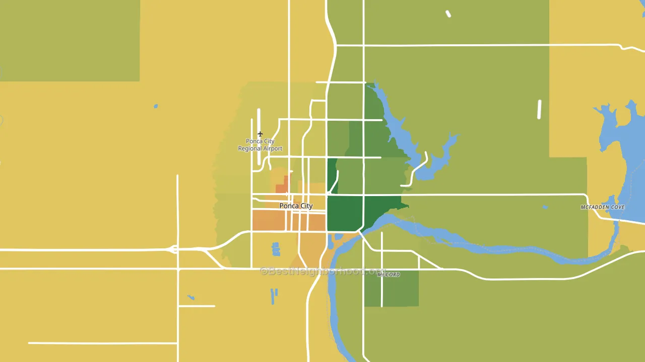 Ponca City, OK block-group voter-turnout map