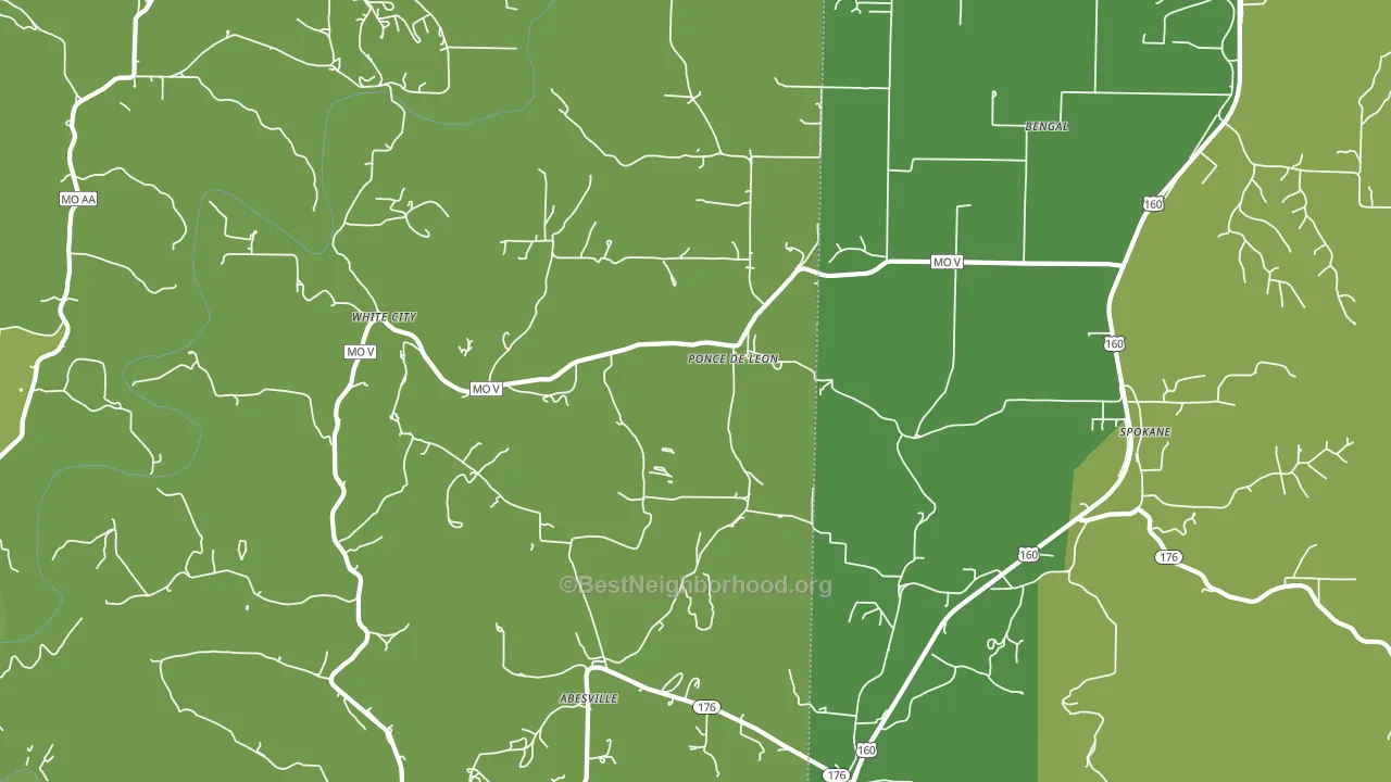 Ponce De Leon, MO block-group voter-turnout map