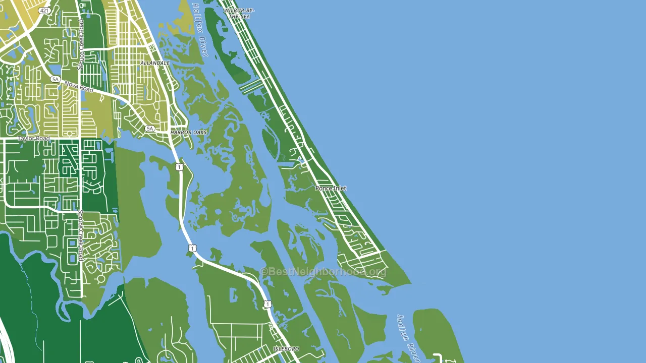 Ponce Inlet, FL block-group voter-turnout map