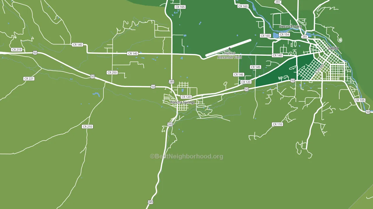 Poncha Springs, CO block-group voter-turnout map