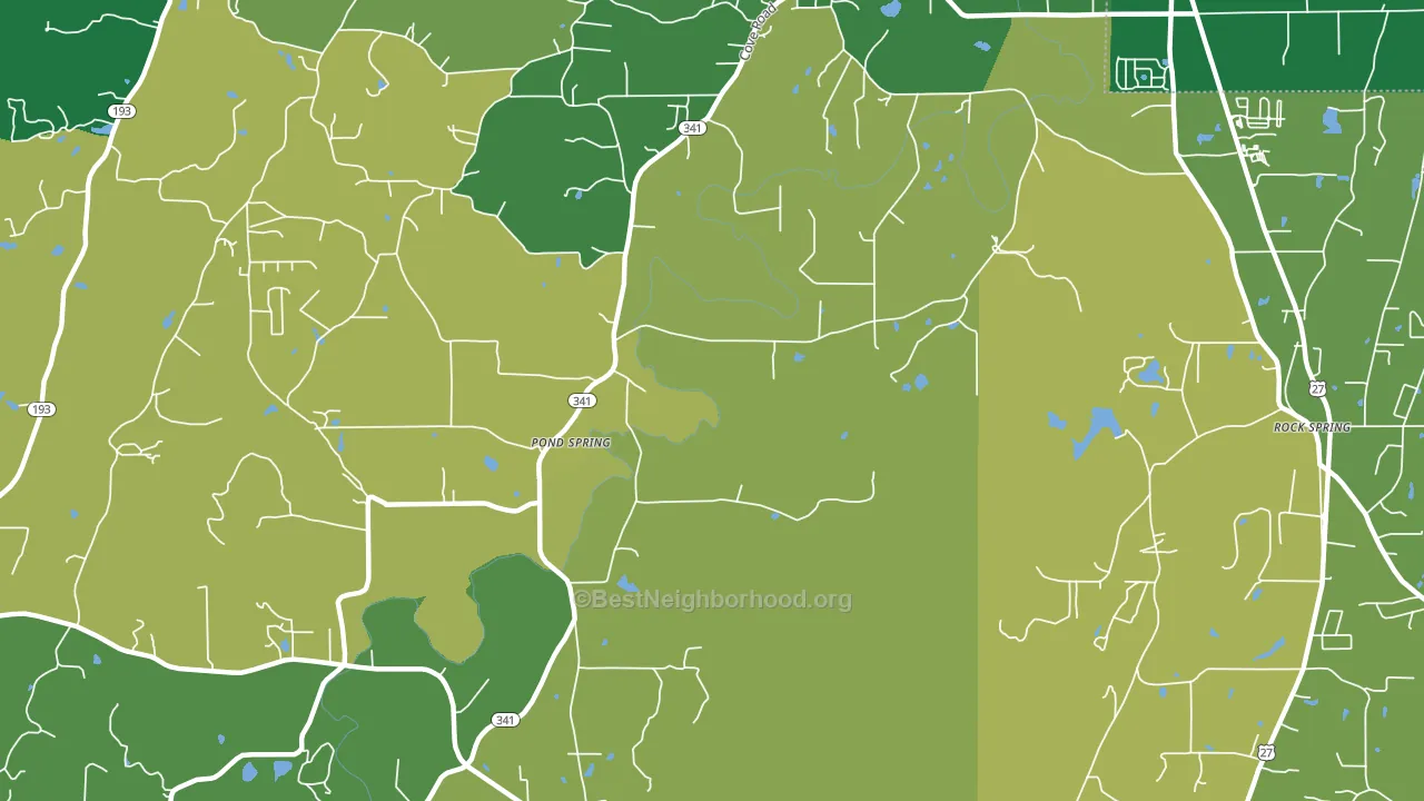 Pond Spring, GA block-group voter-turnout map