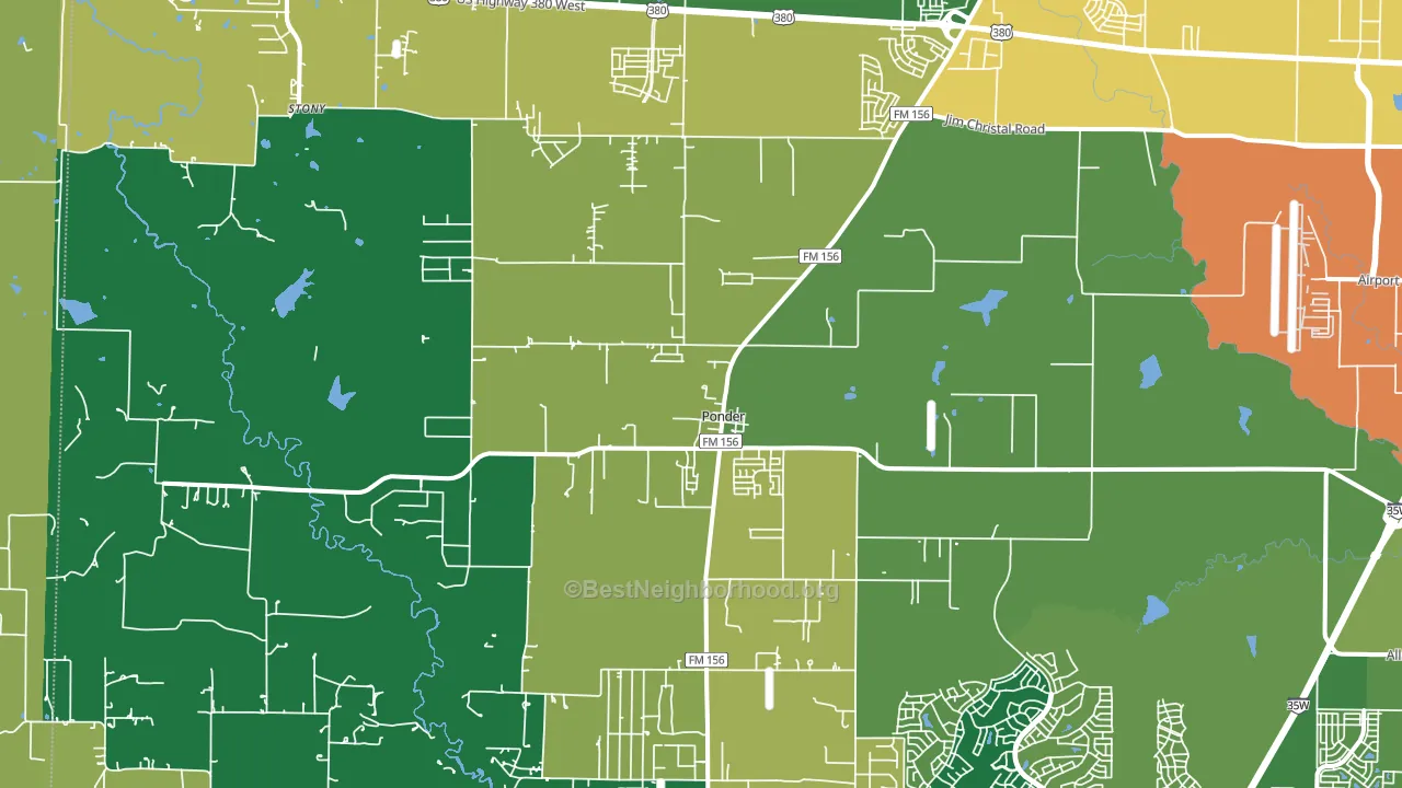 Ponder, TX block-group voter-turnout map