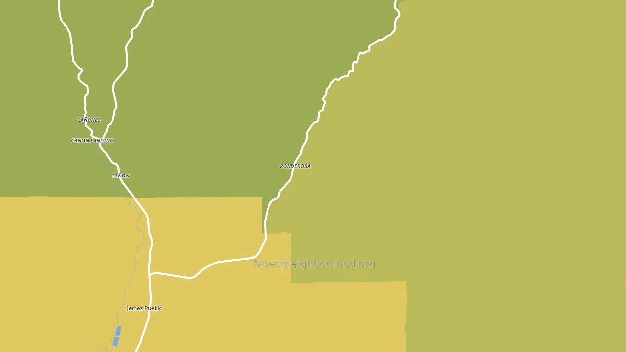 Ponderosa, NM block-group voter-turnout map