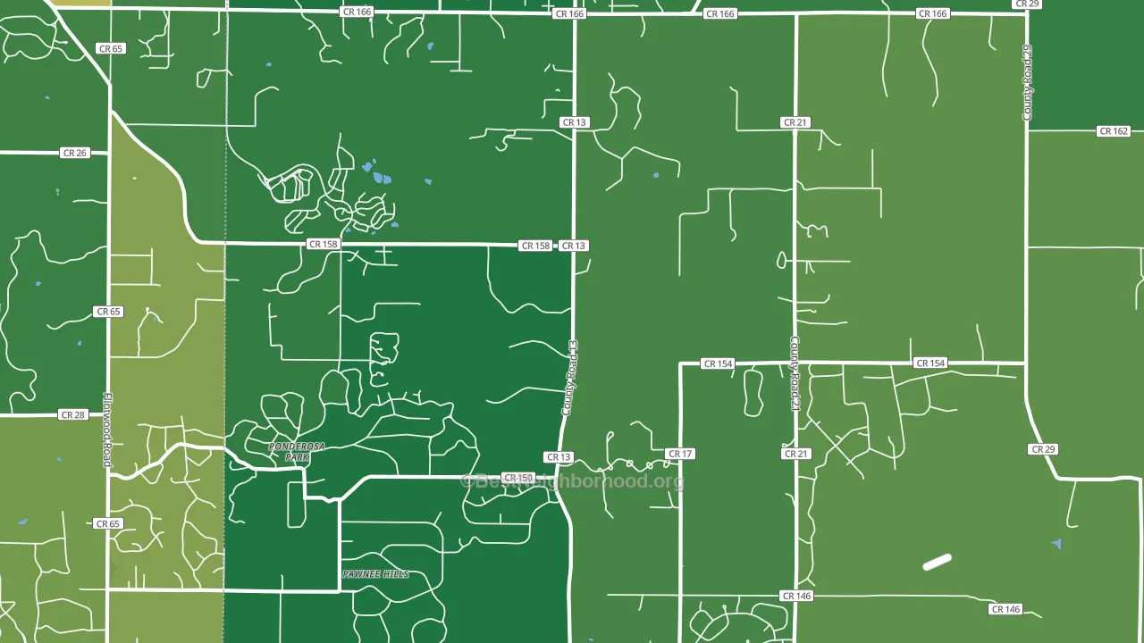 Ponderosa Park, CO block-group voter-turnout map
