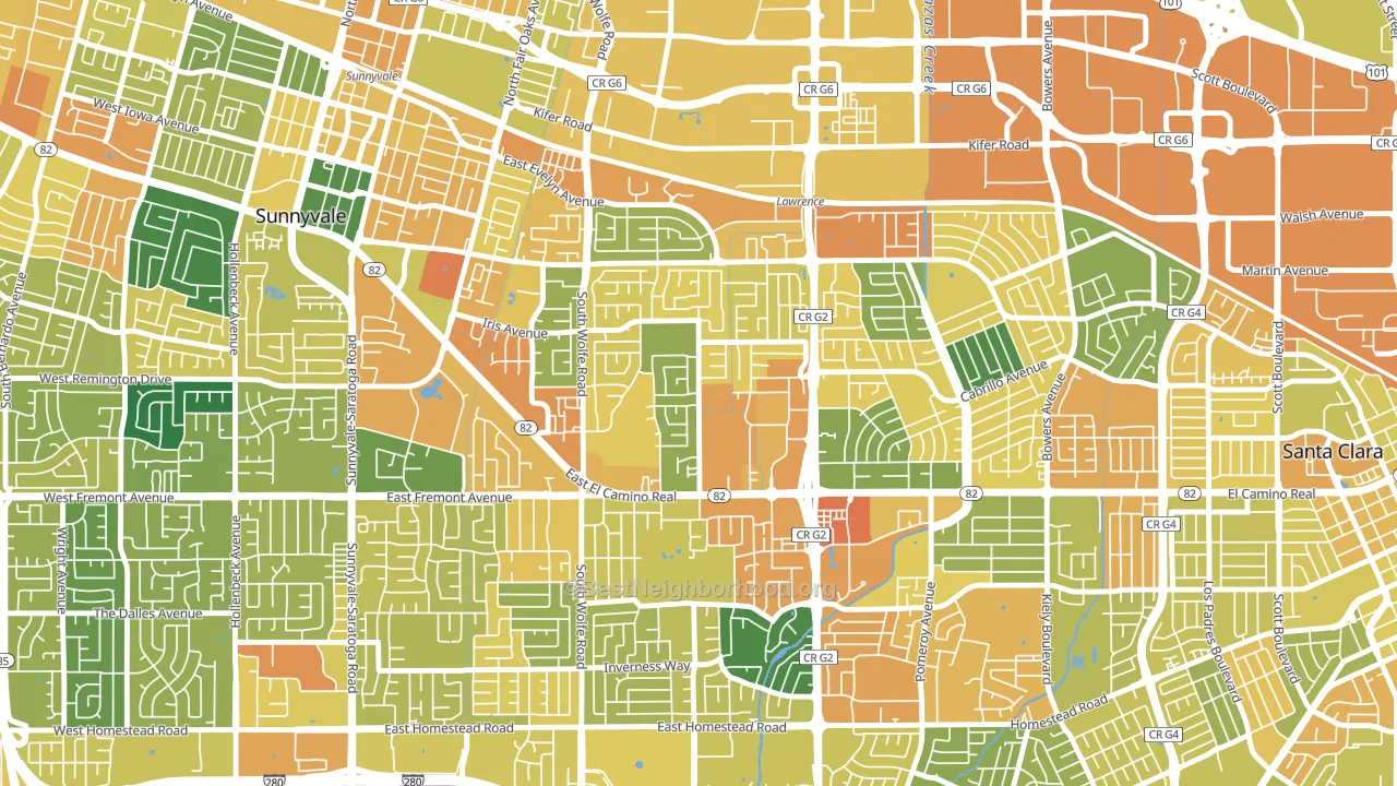 Ponderosa Park, Sunnyvale, CA block-group voter-turnout map