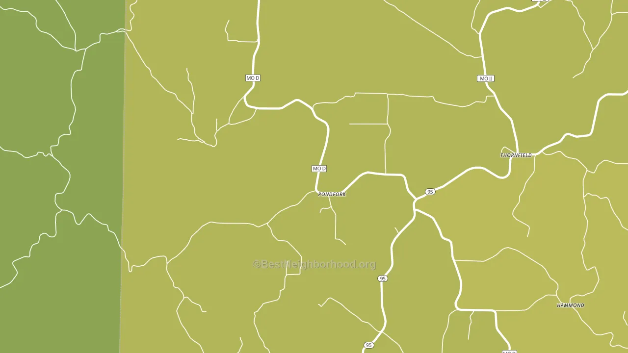 Pondfork, MO block-group voter-turnout map