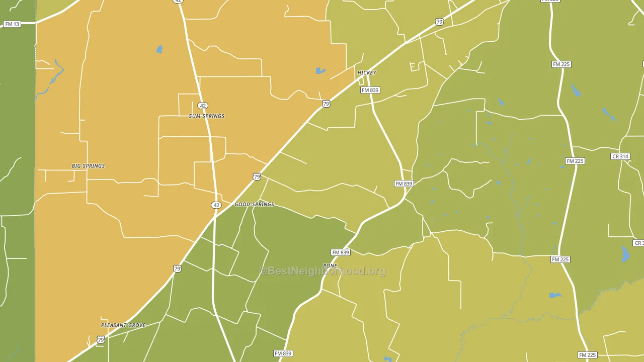 Pone, TX block-group voter-turnout map