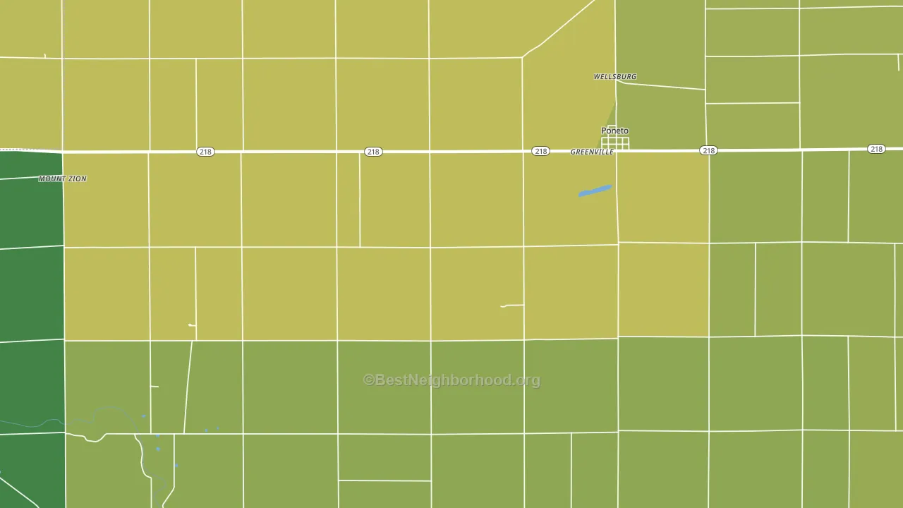 Poneto, IN block-group voter-turnout map