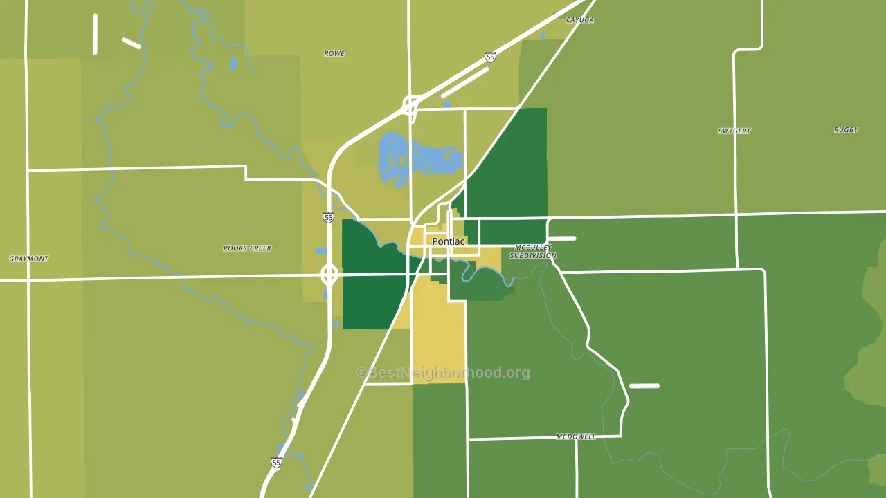 Pontiac, IL block-group voter-turnout map
