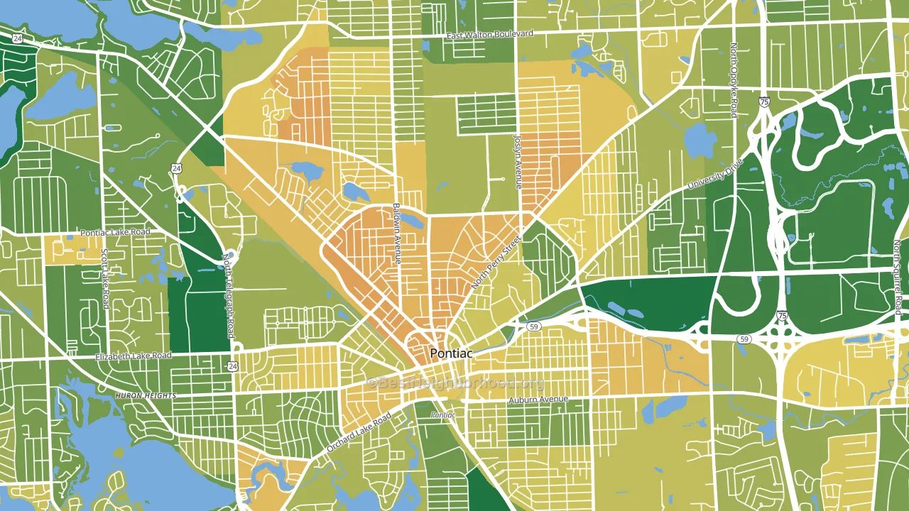 Pontiac, MI block-group voter-turnout map