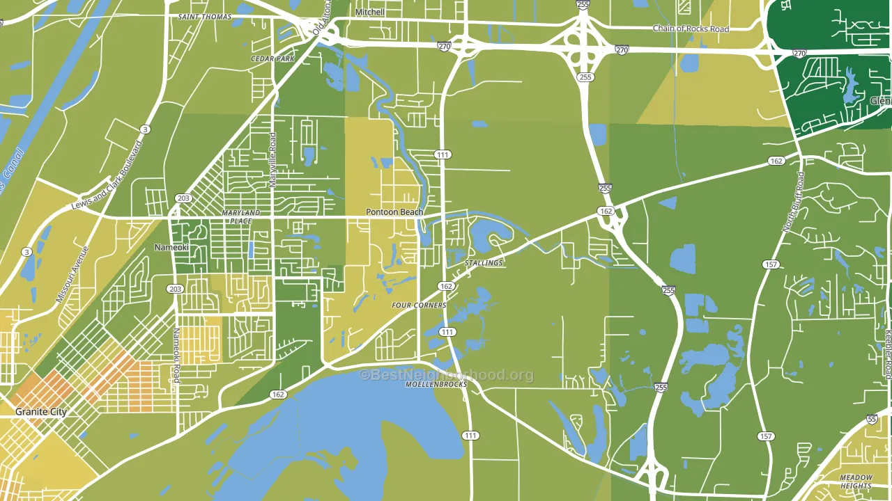 Pontoon Beach, IL block-group voter-turnout map