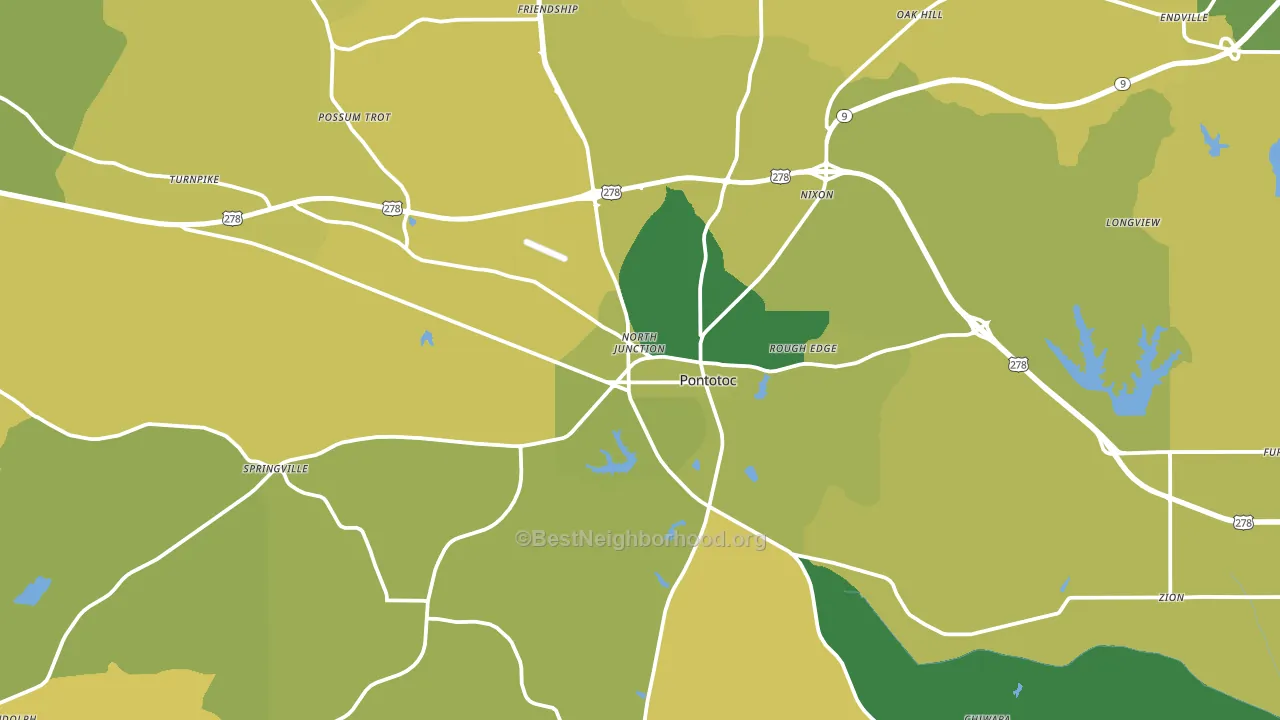 Pontotoc County, MS block-group voter-turnout map