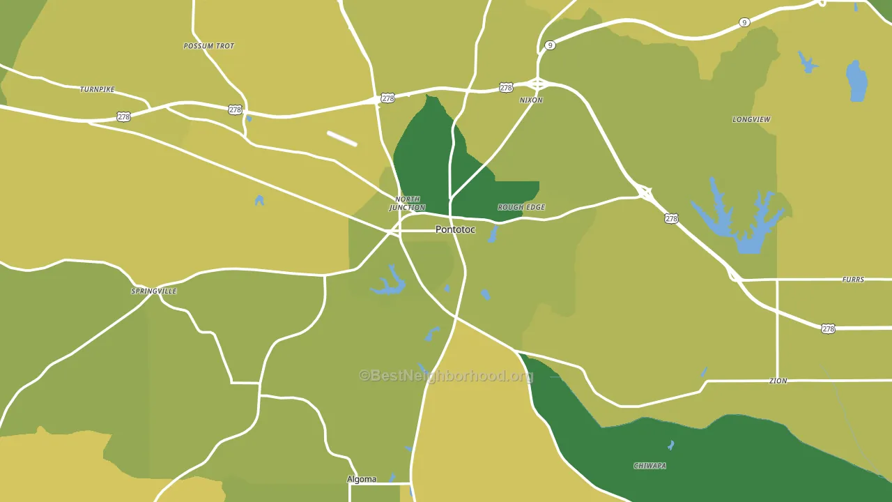 Pontotoc, MS block-group voter-turnout map