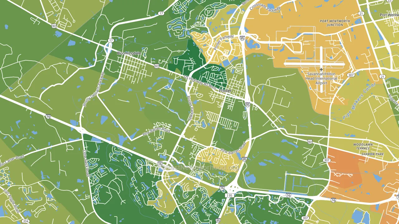 Pooler, GA block-group voter-turnout map