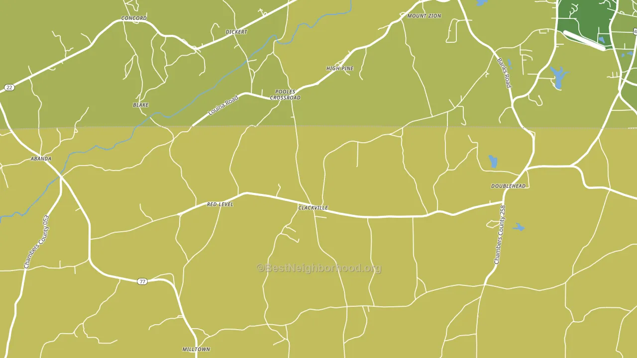 Pooles Crossroad, AL block-group voter-turnout map