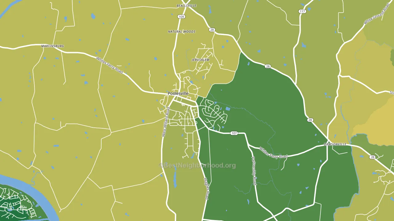 Poolesville, MD block-group voter-turnout map