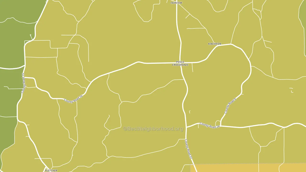 Pools Crossroads, AL block-group voter-turnout map