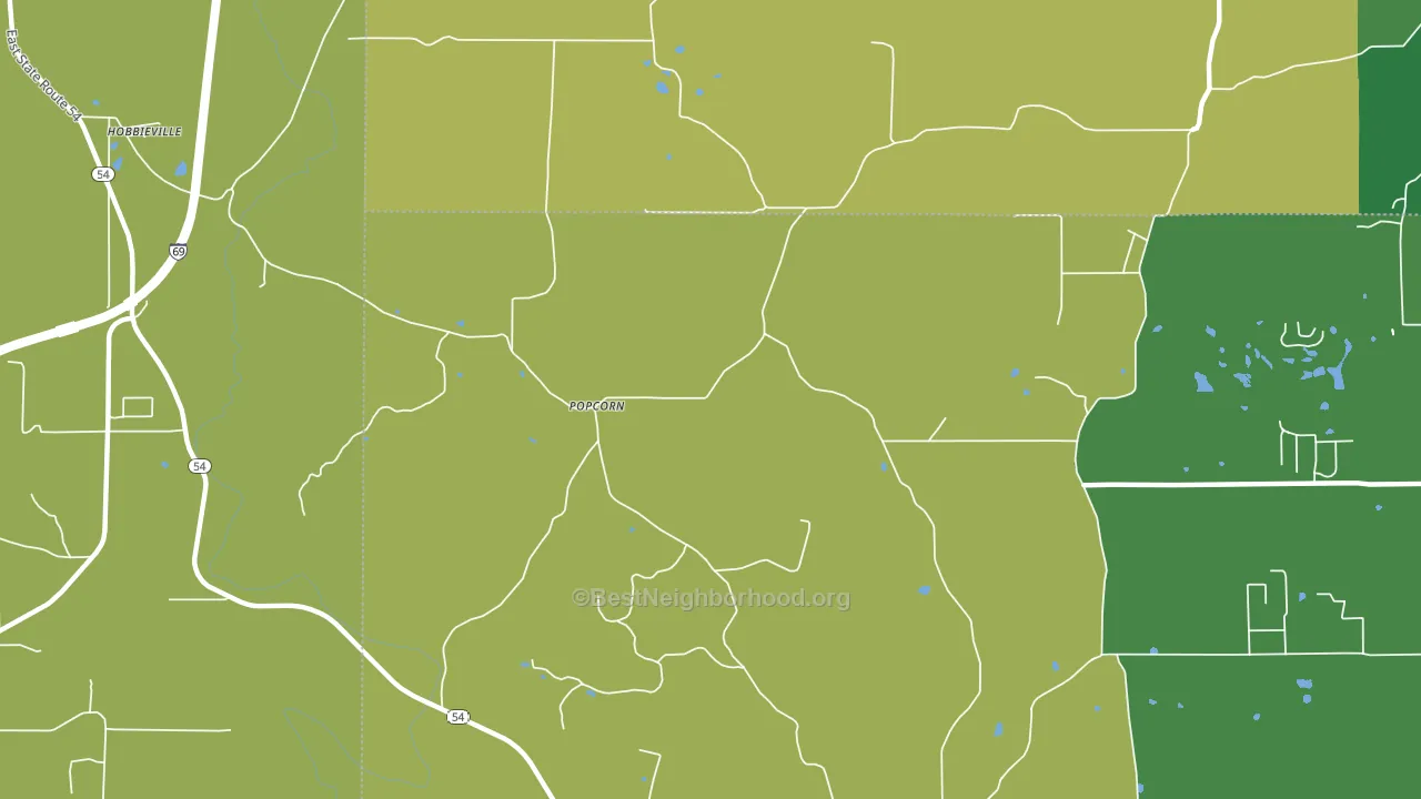 Popcorn, IN block-group voter-turnout map